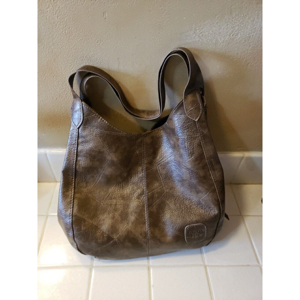 JINGPIN Piju Purse Mocha Pebbled Faux Leather Shoulder Bag